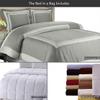 8 Piece Hotel Bed-in-A-Bag: Full Size, 100% Cotton, 300TC- Grey & Light Grey Duvet Cover Set with Matching Sheet Set + White Down Alternative Comforter Sets view 2