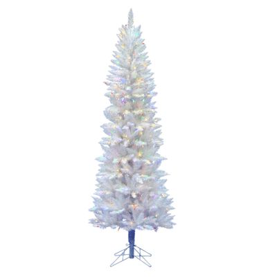 Vickerman 5' Sparkle White Spruce Pencil Artificial Christmas Tree, Multi-Colored LED Lights - Faux Spruce Christmas Tree - Seasonal Indoor Home Decor