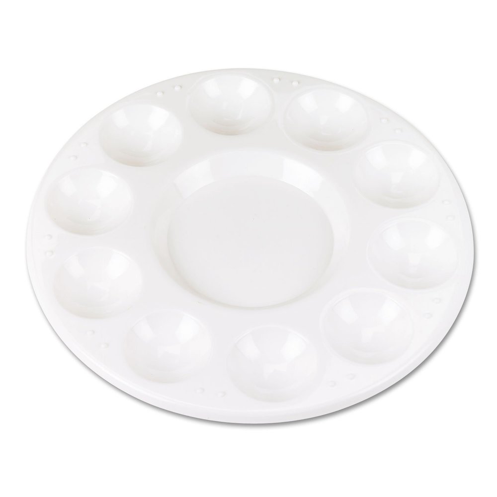 Chenille Kraft 5924 Round Plastic Paint Trays for Classroom, White, 10/Pack