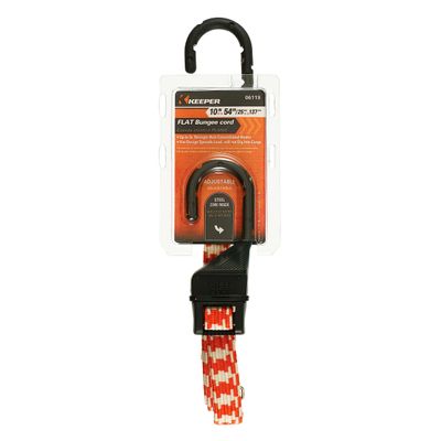 Keeper - 10 in. to 54 in. Adjustable Flat Bungee Cord, Multicolor