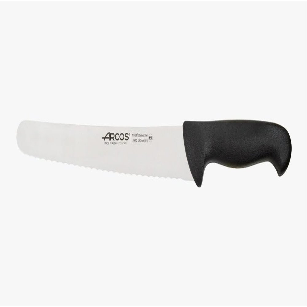 Arcos Pastry Knife/Cake Knife 10 Inches Nitrum Stainless Steel and 250 mm blade. Cut, section, and slice bases for cakes Ergonomic Polypropylene Handle. Series 2900. Color Black