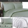 8-Piece Striped Goose Down Bed in a Bag Queen Size Comforter Set Includes: 300TC, 100% Cotton (Duvet Cover Set +Sheet Set) +All Season Goose Down Comforter 600 Fill Power (Sage) view 2