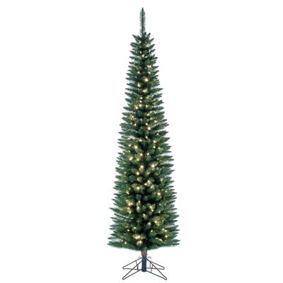 Vickerman 7.5' Durham Pole Pine Artificial Christmas Tree - Warm White LED Dura-lit Lights - Faux Christmas Tree - Seasonal Indoor Home Decor - Reliable and Durable