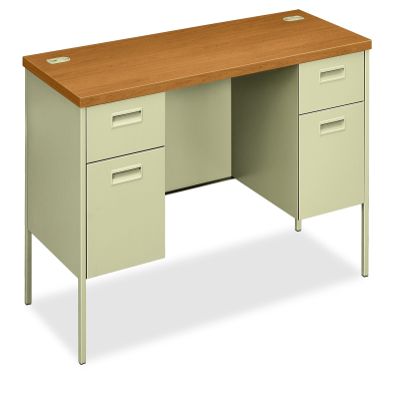 HON Metro Classic Double Pedestal Credenza with Knee Space, 2 Box/2 File Drawers and Putty Finish, 60", Harvest
