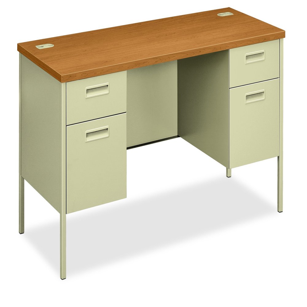 HON Metro Classic Double Pedestal Credenza with Knee Space, 2 Box/2 File Drawers and Putty Finish, 60", Harvest
