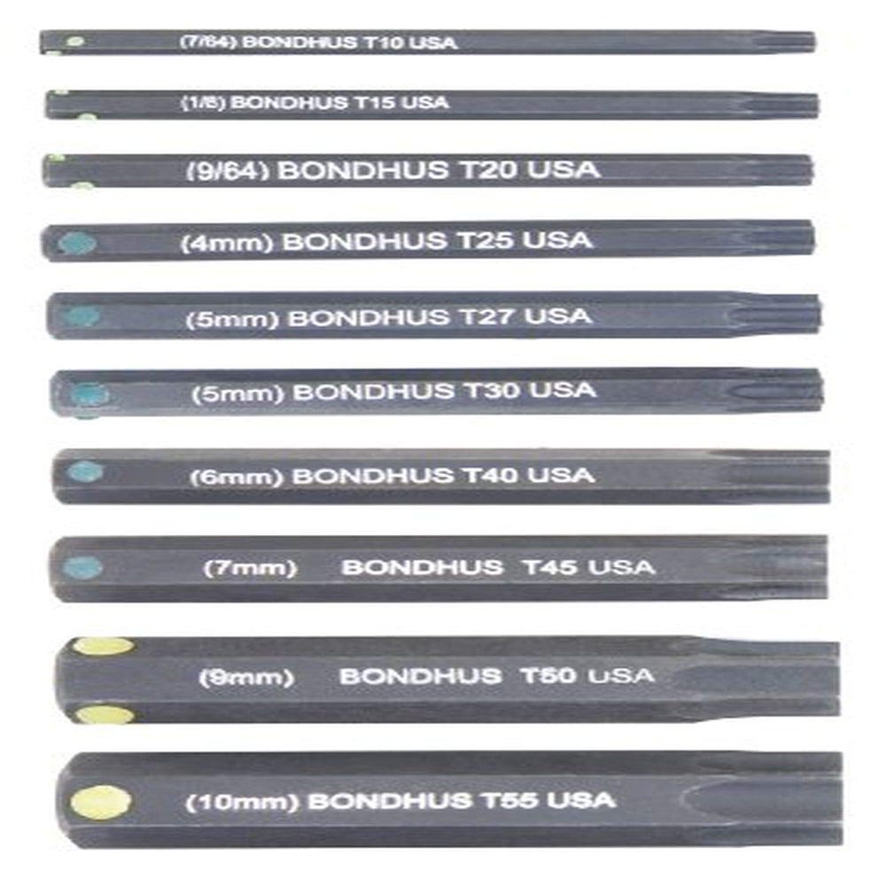 "Bondhus PHTX10-2 T10 to T55, 2"" Long, Star ProHold Socket Bits", multi, one size