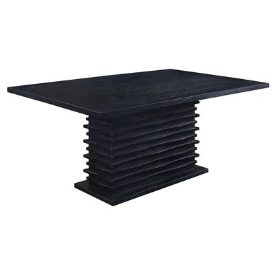 Coaster Home Furnishings - Stanton - Solid Hardwood & Oak Veneer - 66-Inch Rectangular Dining Table with Pedestal Base - Dining Room & Home Kitchen - Black - 102061