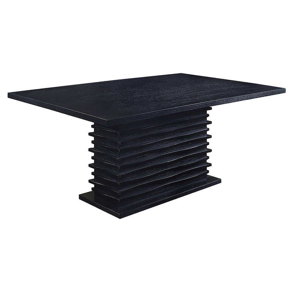 Coaster Home Furnishings - Stanton - Solid Hardwood & Oak Veneer - 66-Inch Rectangular Dining Table with Pedestal Base - Dining Room & Home Kitchen - Black - 102061