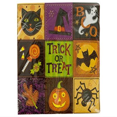 bulk buys Halloween Patchwork Dinner Napkins Set, Black/Brown/White/Yellow/Green/Purple/Orange
