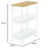 Iris Ohyama MKW-WT3S Seasoning Rack, Kitchen Wagon, Metal Pole, Wooden Top Table with Handle, 3 Tiers, Width 8.7 inches (22 cm), Slim, White/Beach view 3