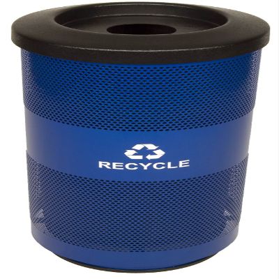 Witt Industries SC20-01-RC-BL Stadium Series Waste Recycling Receptacle with Round Opening, Steel, 20 gal, Blue