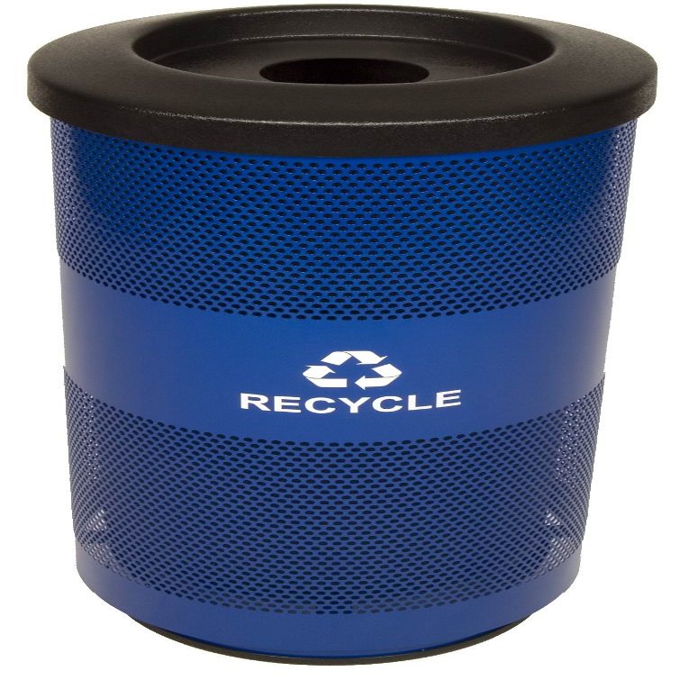 Witt Industries SC20-01-RC-BL Stadium Series Waste Recycling Receptacle with Round Opening, Steel, 20 gal, Blue