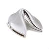 Bey-Berk Silver-Plated Fortune Cookie Keepsake, 3 Hinged Metal Paperweight, Trinket Holder with Gift Box view 1
