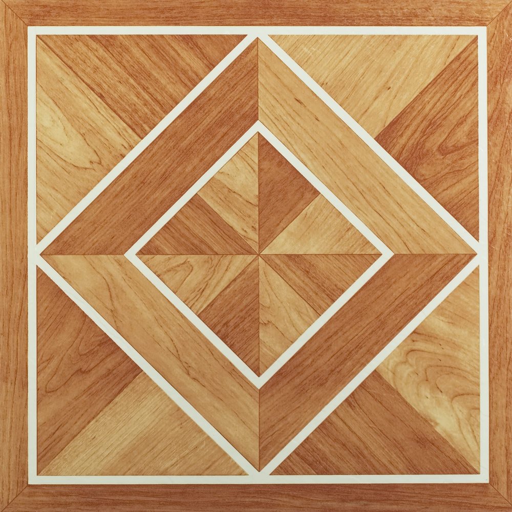 Nexus Self Adhesive 12-Inch Vinyl Floor Tiles, 20 Tiles - 12" x 12", Wood White Border Parquet Pattern - Peel & Stick, DIY Flooring for Kitchen, Dining Room, Bedrooms & Bathrooms by Achim Home Decor