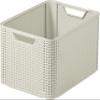 Curver Style Rattan Effect Kitchen, Living room, Bathroom, Bedroom, Utility Large Rectangular Storage Basket 30 Litres - White view 1