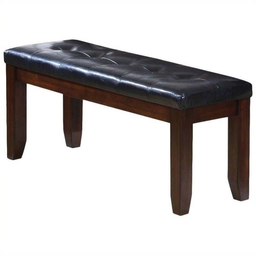 Acme Urban Faux Leather Tufted Upholstered Dining Bench in Black and Cherry
