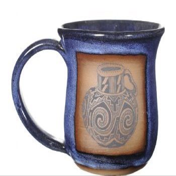 ALWAYS AZUL POTTERY Mug with Indian Pots in Real Blue - Handmade Ceramic Coffee Mug - Stylish and Unique Handcrafted Artistic Drinkware - Polished Clay Cups, Great for Coffee, Tea, and Art Lovers