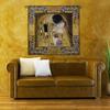 The Kiss Captured by Gustav Klimt | Woven Tapestry Wall Art Hanging | Iconic Romantic Modern Collage Masterpiece | 100% Cotton USA Size 63x55 view 2