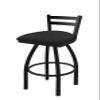 411 Jackie 30" Low Back Swivel Bar Stool with Black Wrinkle Finish and Graph Coal Seat view 1