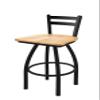 411 Jackie 30" Low Back Swivel Bar Stool with Black Wrinkle Finish and Natural Maple Seat view 1