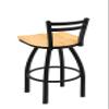 411 Jackie 30" Low Back Swivel Bar Stool with Black Wrinkle Finish and Natural Maple Seat view 2