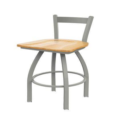 821 Catalina 30" Low Back Swivel Bar Stool with Anodized Nickel Finish and Natural Oak Seat