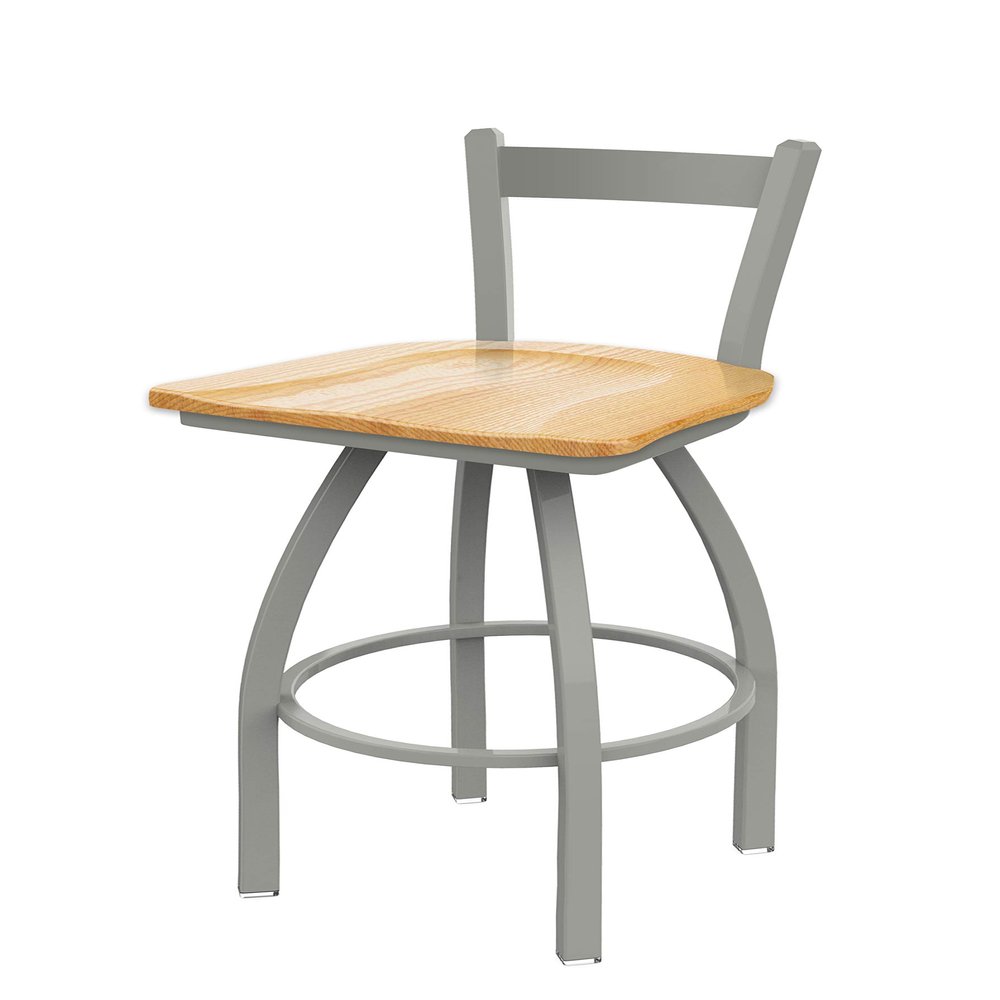 821 Catalina 30" Low Back Swivel Bar Stool with Anodized Nickel Finish and Natural Oak Seat