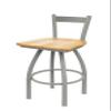 821 Catalina 30" Low Back Swivel Bar Stool with Anodized Nickel Finish and Natural Oak Seat view 1