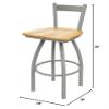 821 Catalina 30" Low Back Swivel Bar Stool with Anodized Nickel Finish and Natural Oak Seat view 2