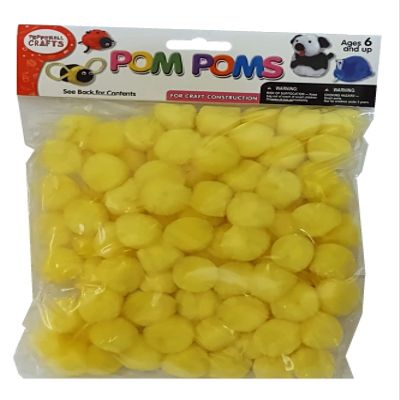 100 Craft Pom Pom Puffs - 1" Yellow