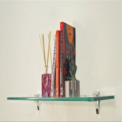 Clear Floating Glass Shelf 6" X 27" in Black