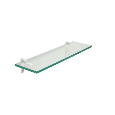 Clear Floating Glass Shelf 12" X 27" in White