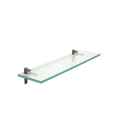 Clear Floating Glass Shelf 6" X 21" in Black