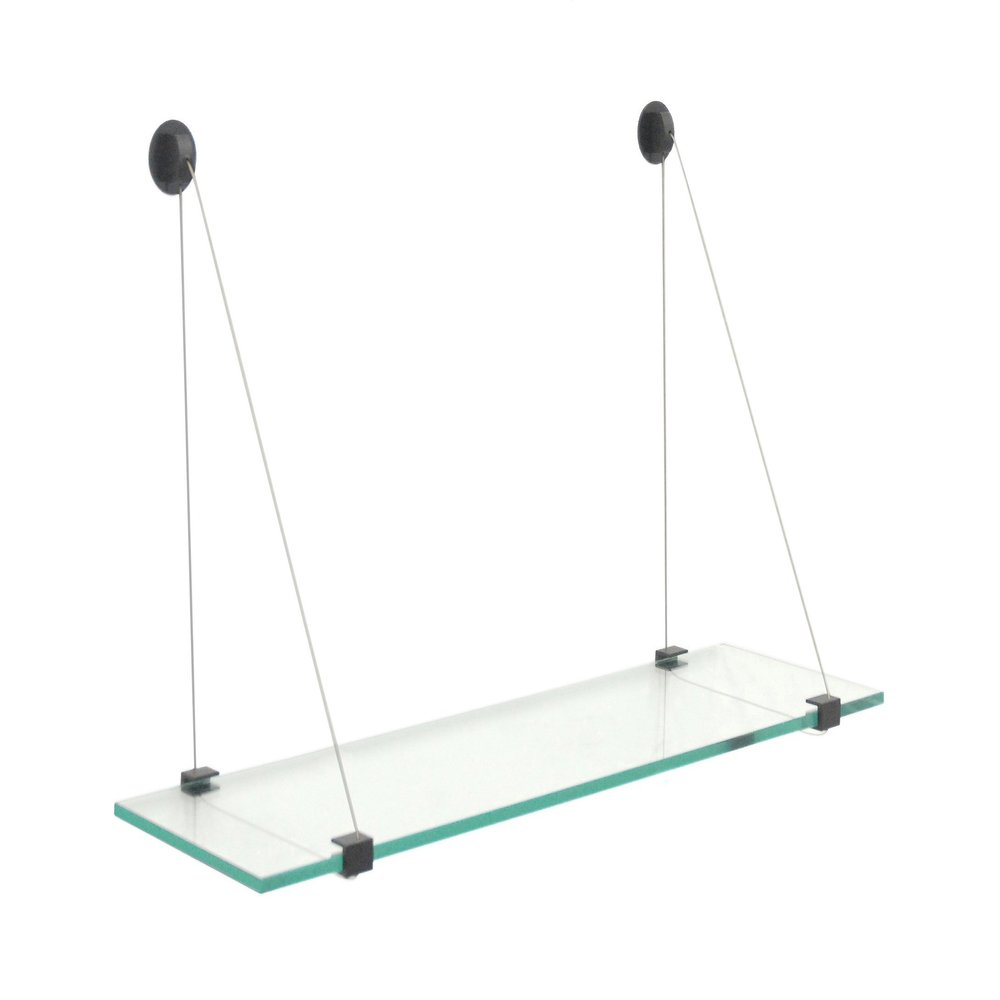 Clear Hanging Glass Shelf 8" X 33" Black Finish