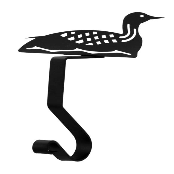 Village Wrought Iron 9 Inch Loon Christmas Stocking Hanger Fireplace Mantel Hook