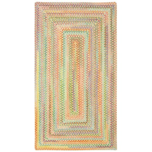 2'3" x 9' Runner Made-to-Order Capel Rug 0450QS00270900150 Light Yellow Color Hand Braided in USA "Baby's Breath Collection" Concentric Pattern