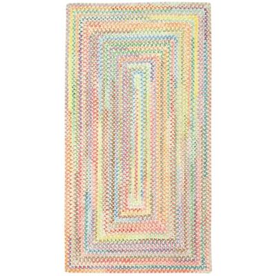 2' x 3' Rectangular Made-to-Order Capel Accent Rug 0450QS00240036610 Natural Color Hand Braided in USA "Baby's Breath Collection" Concentric Pattern
