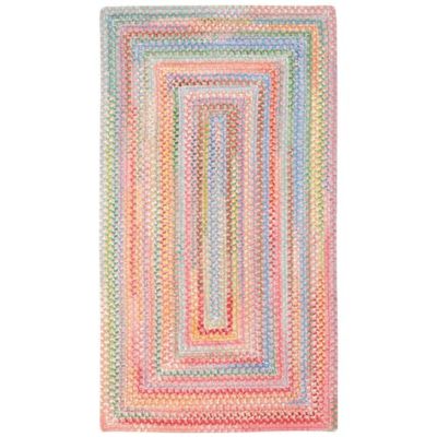 2' x 3' Rectangular Made-to-Order Capel Accent Rug 0450QS00240036510 Pink Color Hand Braided in USA "Baby's Breath Collection" Concentric Pattern