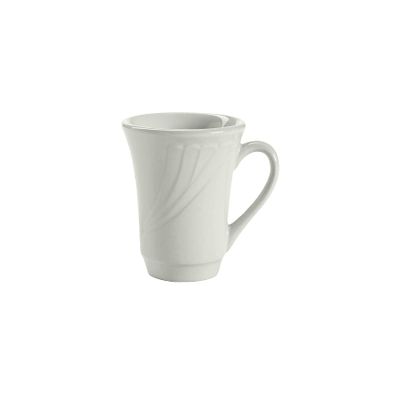 Tuxton China YPF-070 Cup, 6 oz., 3-3/8" Diameter x 3-1/8"H, Tall, Embossed, Microwave and Dishwasher Safe, Oven Proof, Fully Vitrified, TuxCare, Healthcare, Sonoma, Porcelain White, Pack of 36