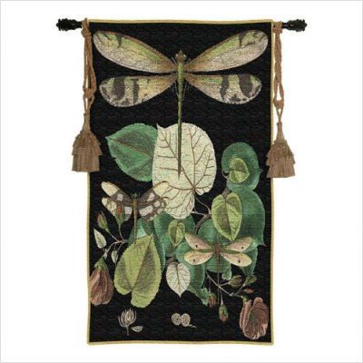 Whimsical Dragonfly II | Woven Tapestry Wall Art Hanging | Delicate Tropical Symbol of Summer | 100% Cotton USA Size 53x38