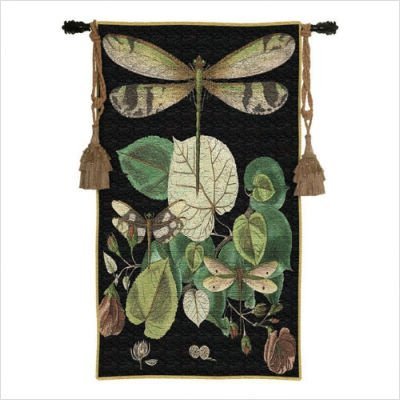 Whimsical Dragonfly II | Woven Tapestry Wall Art Hanging | Delicate Tropical Symbol of Summer | 100% Cotton USA Size 53x38