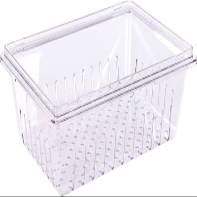 Carlisle FoodService Products Storplus Food Storage Container Colander with Stackable Design for Catering, Buffets, Restaurants, Polycarbonate (Pc), 26 x 18 Inches, Clear, (Pack of 6)