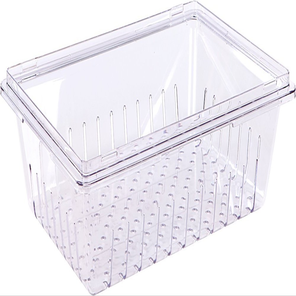 Carlisle FoodService Products Storplus Food Storage Container Colander with Stackable Design for Catering, Buffets, Restaurants, Polycarbonate (Pc), 26 x 18 Inches, Clear, (Pack of 6)