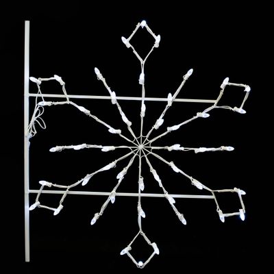 Vickerman 4' Diamond Snowflake Pole Decoration with 48 Pure White LED Lights.