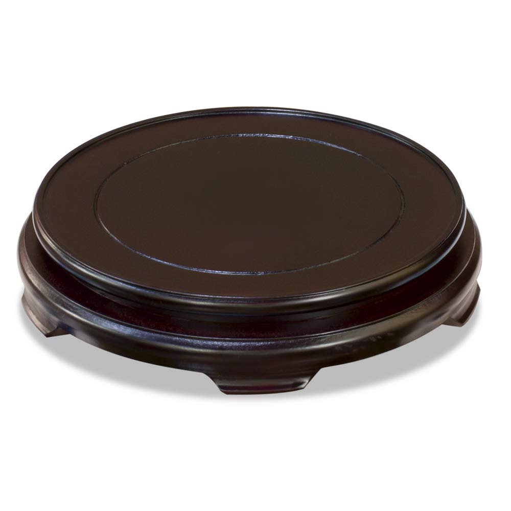 ChinaFurnitureOnline 8 Inch Dark Brown Round Chinese Wooden Stand