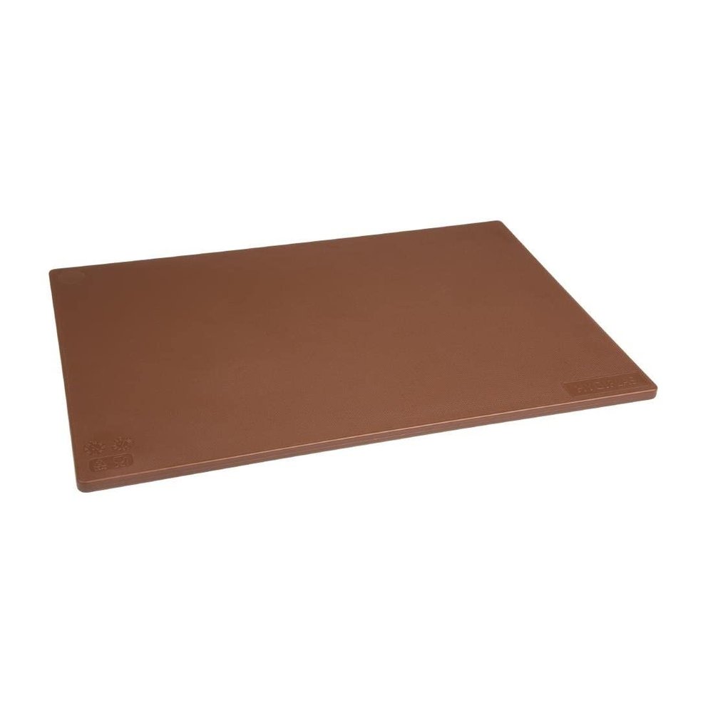 Hygiplas LDPE Chopping Board, Brown Colour Coded - Vegetable Prep, Standard Size: 12(H) x 450(W) x 300(L) mm, Low Density Polyethylene, Non-Porous Prevents Flavour/Odour Absorption, J256