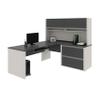 BESTAR Connexion L-Shaped Desk with Two Oversized Pedestals, Slate/Sandstone view 1