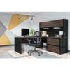 BESTAR Connexion L-Shaped Desk with Two Oversized Pedestals, Slate/Sandstone view 2
