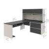 BESTAR Connexion L-Shaped Desk with Two Oversized Pedestals, Slate/Sandstone view 3