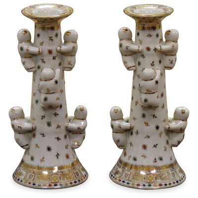China Furniture Online White Porcelain Five Boy Asian Candle Holder Set